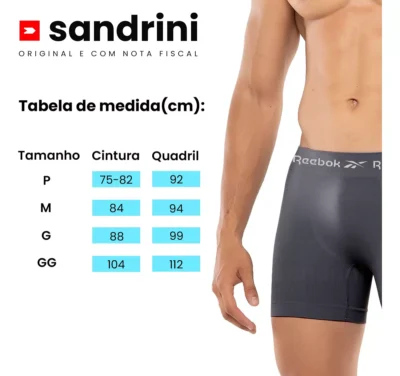 Kit 10 Cueca Boxer Reebok Sem Costura Box + 2 Meias Sandrini - Image 2