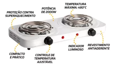 Fogão Cooktop Elétrico Western FG2000 2 Bocas Portátil 2000w 127V E 220V - Image 3