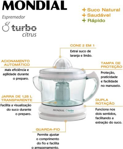 Espremedor Turbo Citrus, Mondial, Branco, 25W - Image 3