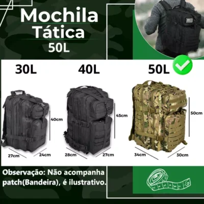 Mochila Tática Militar Grande Impermeável Forte 50 Litros - Image 2